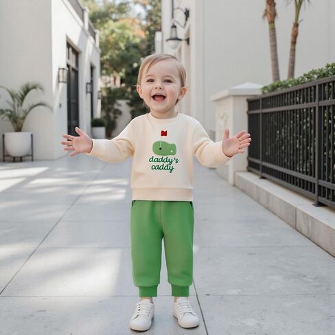 nzndshd baby boy birl girl clothes golf golf تطريز طويل الأكمام سراويل قميص من النوع الثقيل مجموعة ملابس شتوية للجنسين 6-24 أشهر in Kuwait