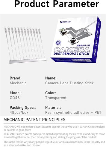 【Mechanic】 CD48 48 Pieces/Box Camera Lens Dusting Stick Resin Synthetic Stick Dust Fingerprint Removal for Phone Lens Screen Portable Cleaner in Saudi Arabia