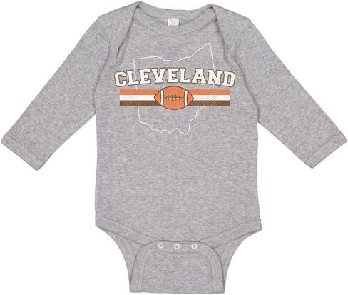 Taty Kids Cleveland Sports Long Sleeve Baby Infant Bodysuit in Saudi Arabia