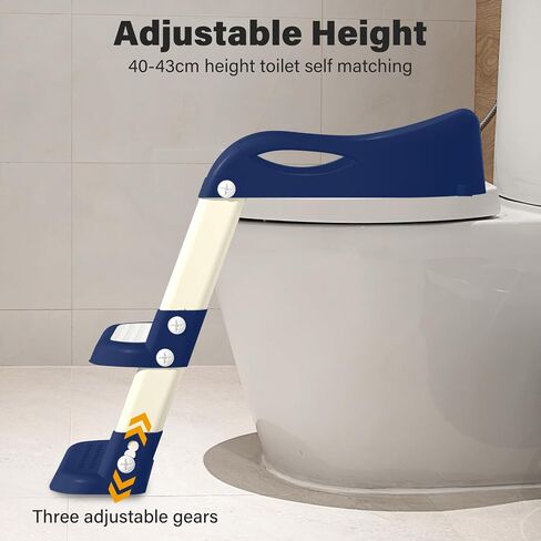 Potty Training Seat with Step Stool Ladder, Adjustable Foldable Potty Seat for Toilet with Anti-Slip Pads Ladder for Kids Boys Girls Toddlers - Navy Blue in Kuwait