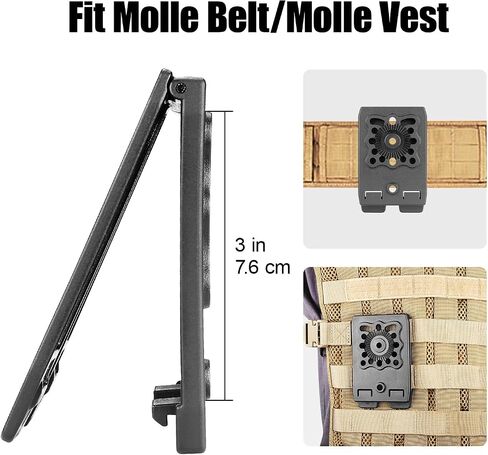 Handcuff Case Compatible with ASP, Chain, Hinged, and Rigid Folding Handcuffs – OWB Kydex Cuff Holder with Belt Clip or MOLLE Mount – Fits 1.5"-2.25" Belts – Black/Basketweave Options in Kuwait