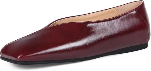 Square Toe Ballet Flats for Women Soft Leather Shoes Slip On Loafer Flats Comfortable Casual Dress Shoes in Kuwait
