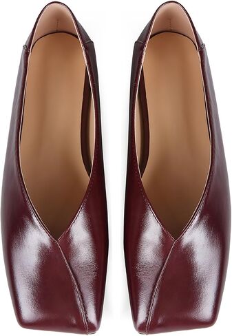 Square Toe Ballet Flats for Women Soft Leather Shoes Slip On Loafer Flats Comfortable Casual Dress Shoes in Kuwait