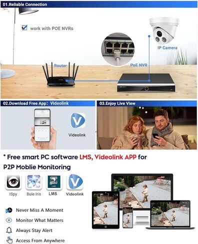 VIKYLIN 5MP PoE IP Camera with Audio, Full Metal Turret Security Camera Outdoor with Human Vehicle Detection, Smart Dual Light Color Night Vision with 114° FOV, WDR, IP67 Waterproof,NDAA Compliant in Saudi Arabia