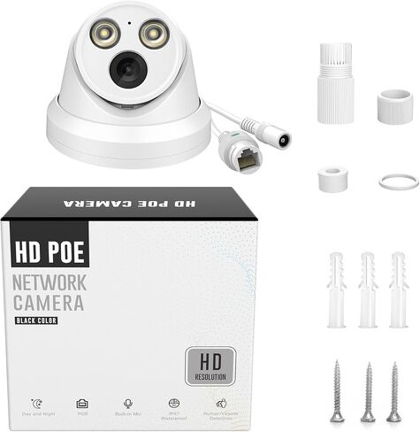 VIKYLIN 5MP PoE IP Camera with Audio, Full Metal Turret Security Camera Outdoor with Human Vehicle Detection, Smart Dual Light Color Night Vision with 114° FOV, WDR, IP67 Waterproof,NDAA Compliant in Saudi Arabia