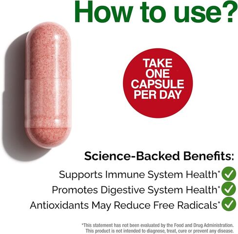 FeelGood Superfoods 1000mg Immune Support Capsules Made with 25 Organic Fruits and Vegetables, Strong Immunity Boosters with Vitamins A, C, D3, and Zinc, 60 Count in Saudi Arabia