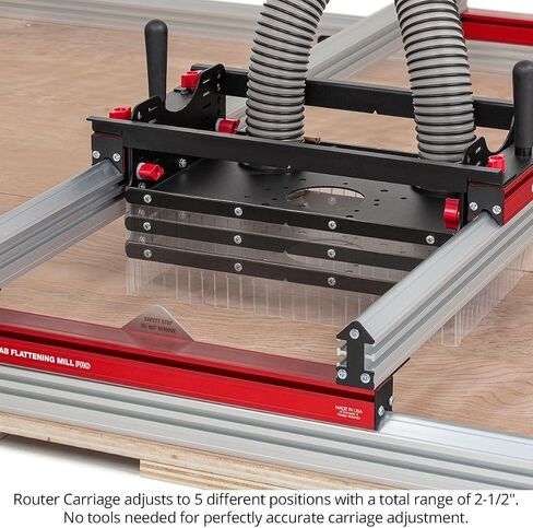 Woodpeckers Slab Flattening Mill Pro, Extended, 48"x134" Capacity, USA Made Wood Slab Leveling Jig, Integrated Dust Collection, Router Sled, Rails, Clamping Dogs in Saudi Arabia
