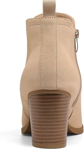 Mysoft Women's Onkle Boots v Cut Side Side Side Plant Careed Cykeny Cheel Booties with side zipper in Saudi Arabia