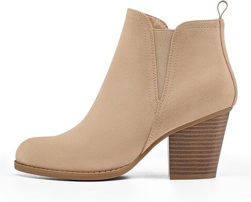 Mysoft Women's Onkle Boots v Cut Side Side Side Plant Careed Cykeny Cheel Booties with side zipper in Saudi Arabia