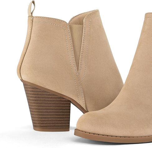 Mysoft Women's Onkle Boots v Cut Side Side Side Plant Careed Cykeny Cheel Booties with side zipper in Saudi Arabia
