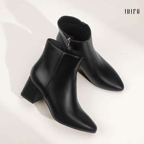 IDIFU IN2 Ankle Boots for Women Low Short Chunky Block Heel Boot Fall Pointed Toe Dress Booties Ladies Comfortable Cute Fashion Boots in Kuwait