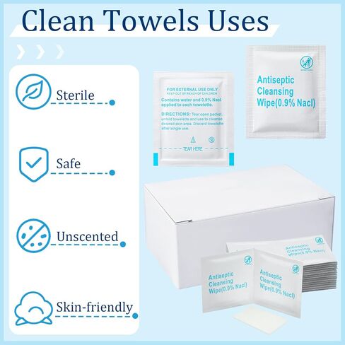 Treela 150 Pcs Sterile Saline Wipes Antiseptic Cleansing Wipes Individually Wrapped Travel Wet Wipes Unscented Cleansing Face Eye Wound Aftercare Swabs for Baby Adult Travel Individual Packet in Saudi Arabia