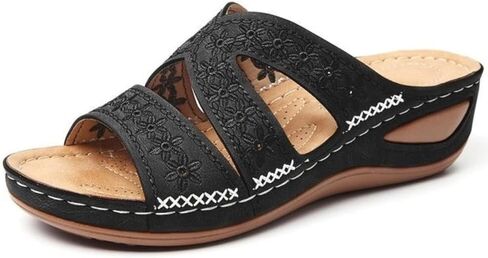 ZQW Women's Floral Wedge Sandals Open Toe Hollow Out Arch Support Cork Platform Sandals Non-Slip Summer Beach Shoes Outdoor in Saudi Arabia