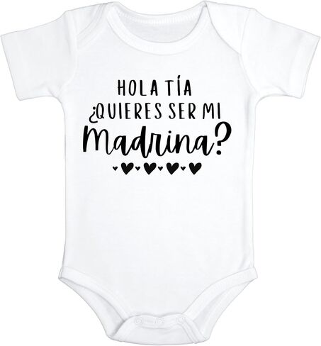 Hola Tia Quieres Ser Mi Madrina Baby Bodysuit | Auntie | Baptism Jumpsuit | Godmother | Bautizo in Saudi Arabia