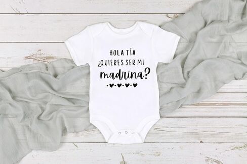 Hola Tia Quieres Ser Mi Madrina Baby Bodysuit | Auntie | Baptism Jumpsuit | Godmother | Bautizo in Saudi Arabia
