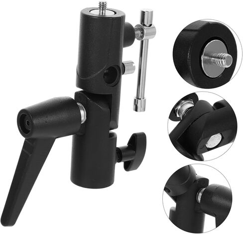 Light Stand Adapter with Umbrella Holder Shaped Flash Bracket for Dual Camera Flashlights Durable Portable Photography Lighting Clamp Compatible in Saudi Arabia