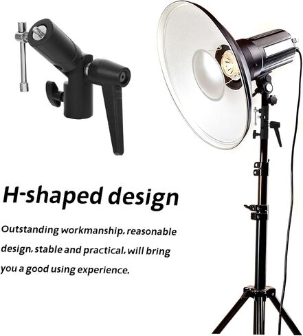 Light Stand Adapter with Umbrella Holder Shaped Flash Bracket for Dual Camera Flashlights Durable Portable Photography Lighting Clamp Compatible in Saudi Arabia