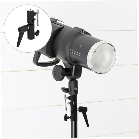 Light Stand Adapter with Umbrella Holder Shaped Flash Bracket for Dual Camera Flashlights Durable Portable Photography Lighting Clamp Compatible in Saudi Arabia