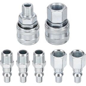 HARFINGTON 7pcs 1/4" NPT Air Coupler & Plug Kit a Style Female Male Couplers & Plugs for Air Compressors Air Tools in Kuwait