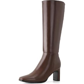 Shoe'N Tale Women's Knee High Boots Chunky Block Heel Square Toe Tall Boots with Side Zipper in Saudi Arabia