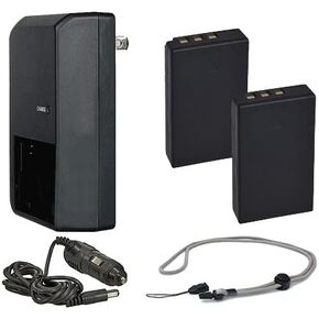 Olympus Stylus 1 بطاريات عالية السعة (2 وحدة) + AC/DC شاحن السفر + حزام الرقبة Multidapt Krusell (الانتهاء الأسود) in Kuwait