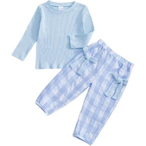 kaipiclos طفل طفل طفلة ملابس ضلع قميص طويل الأكمام قميص وقوس منقوشة 12 18 شهرًا in Kuwait