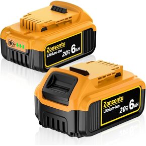 2Pack 20V 6.0AH MAX بطارية متوافقة مع DEWALT DCB200 DCD/DCF/DCG Series الأدوات والشحن (البطارية غير الأصلية) in Saudi Arabia