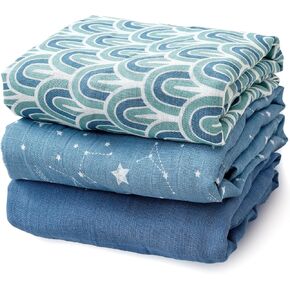 HappyFlute 3 Set Muslin Swaddle Blankets,Essential Baby&Newborn Swaddling,Perfect for Boys&Girls,Receiving Blankets,Nursing,Stroller Cover,Large 47.2x43.3 inches Swaddle Wrap Burping Clothes. (Green) in Saudi Arabia