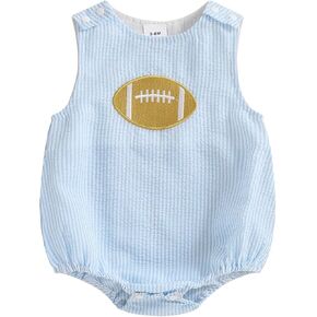 Baby Boy Football Outfit Newborn Football Onesie Bubble Romper Striped Overalls Sleeveless Bodysuit Summer Clothes in Kuwait