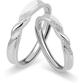 Meissa Couple Rings 925 Sterling Silver Dainty Twist Couple Bandsfor Men and WomenSize Adjustable Handmade Promise Rings (2.5mm Width) in Saudi Arabia