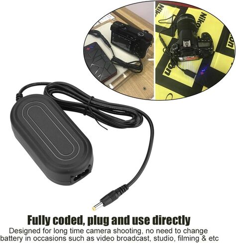 EN-EL14 Dummy Battery DC Coupler Power Adapter لـ D5600 D5500 DC5300 D5500 D5600 D3100 D3200 D3300 D3400 Cameras (SLIP-US BLACK) in Saudi Arabia