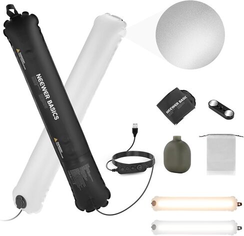 NEEWER BASICS 10W Handheld LED Fill Light 23.6"/60cm, Bi Color Portable Inflatable TPU Tube Lighting, 2700K-5600K CRI95 6.4' Cable USB A Powered for Studio Photography Video Recording Streaming, GC10B in Saudi Arabia