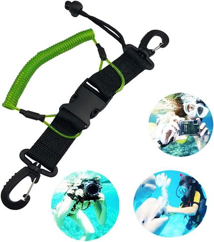 EVGATSAUTO Heavy duty Diving Line with Stainless Steel, Spiral Cord, Safety Line for Diving Cameras and Diving Tools (Green) in Saudi Arabia