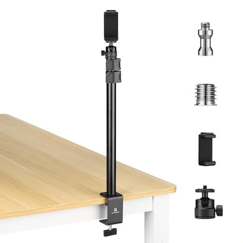 K&F Concept 2-Pack Camera Desk Mount with 360° Ball Head & Phone Clip - Adjustable Light Stand 16"-37",Tabletop C-Clamp for DSLR, Ring Light, Webcam, Live Streaming, Online Teaching in Saudi Arabia