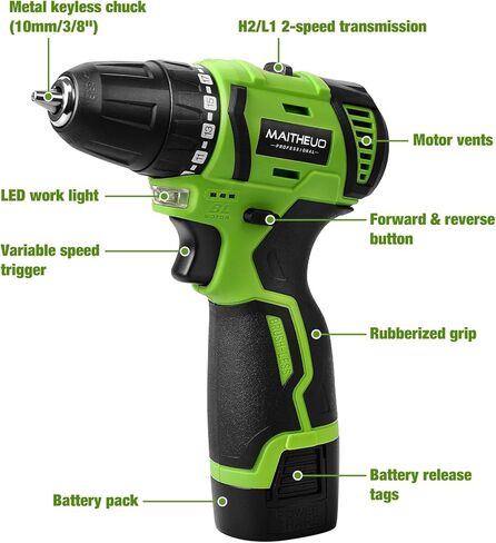 18V Brushless Cordless Drill Kit with 2 Batteries, Fast Charger, 3/8" Keyless Chuck, 20+1 Torque Settings, 2-Speed for DIY & Home Projects​ in Saudi Arabia