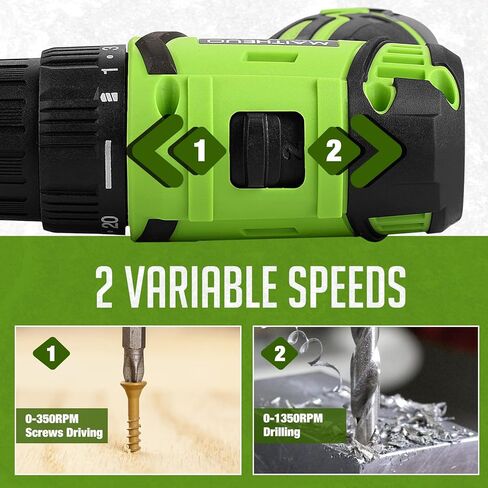 18V Brushless Cordless Drill Kit with 2 Batteries, Fast Charger, 3/8" Keyless Chuck, 20+1 Torque Settings, 2-Speed for DIY & Home Projects​ in Saudi Arabia