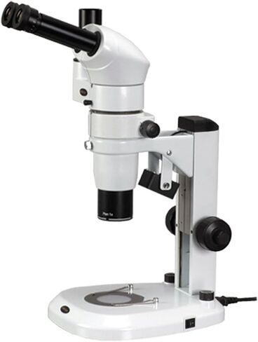 AmScope PM240T Trinocular Common Main Objective Stereo Zoom Microscope, WH10x Eyepieces, 8X-80X Magnification, 0.8X-8X Zoom Objective, Pillar Stand, 100V-240V in Saudi Arabia