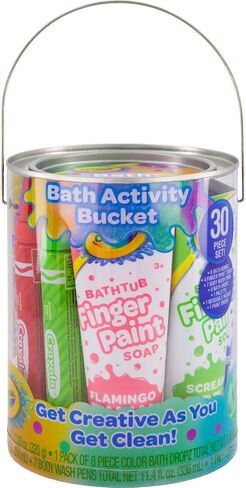 Crayola Bath Tub Mini Paint Set 9 قطعة مجموعة فنون - فرش ، إسفنجية ، وغسل دهانات الأصابع ، أصفر اللون الأزرق والأحمر. in Saudi Arabia
