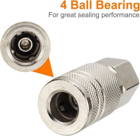 Harfington 2pcs الإناث الإناث andustried andustruction 1/4 "npt m style hose truptings Quick Connector Air Awapler for Air Compressor Pneumatic ، Silver in Saudi Arabia