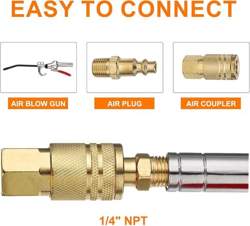 Harfington 2pcs الإناث الإناث andustried andustruction 1/4 "npt m style hose truptings Quick Connector Air Awapler for Air Compressor Pneumatic ، Silver in Saudi Arabia