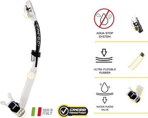 Adult Dry Snorkel for Scuba Diving, Snorkeling with Dry Guard and Purge Valve - Itaca Ultra Dry made in Italy in Saudi Arabia