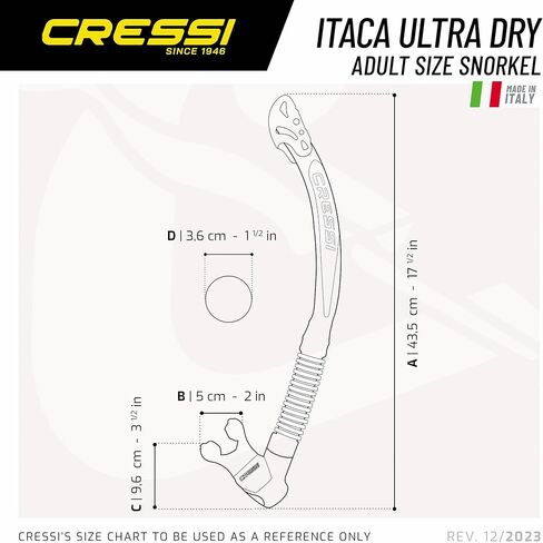 Adult Dry Snorkel for Scuba Diving, Snorkeling with Dry Guard and Purge Valve - Itaca Ultra Dry made in Italy in Saudi Arabia