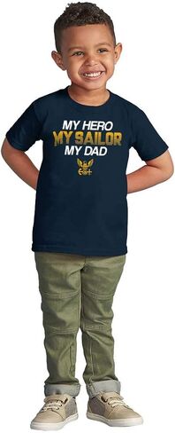Brisco Brands US Navy Logo My Dad Hero Sailor Toddler Boy Girl T Shirt in Saudi Arabia