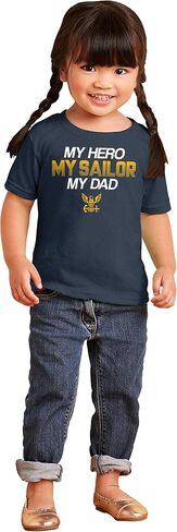 Brisco Brands US Navy Logo My Dad Hero Sailor Toddler Boy Girl T Shirt in Saudi Arabia