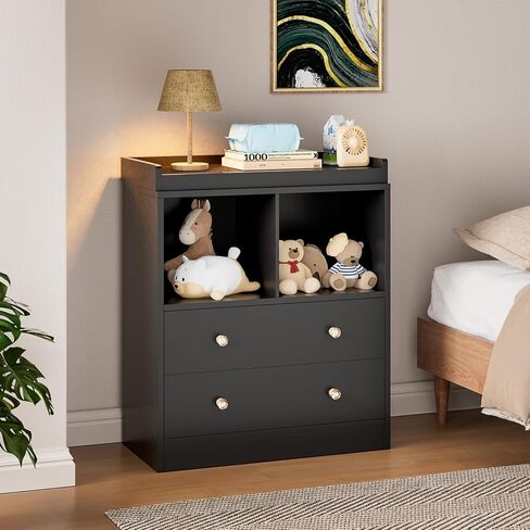 Baby Dresser with Changing Table Top, 6 Drawer Nursery & Changing Station with Changing Pad, Sturdy Wooden Baby Changing Table Dresser for Nursery, White (31.5" W x 17.7" D x 37" H) in Saudi Arabia