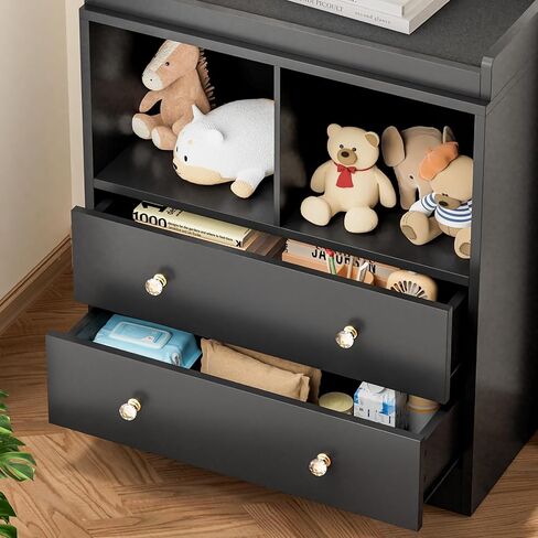 Baby Dresser with Changing Table Top, 6 Drawer Nursery & Changing Station with Changing Pad, Sturdy Wooden Baby Changing Table Dresser for Nursery, White (31.5" W x 17.7" D x 37" H) in Saudi Arabia