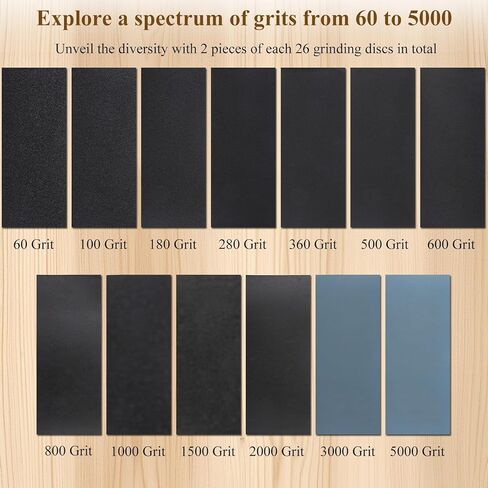 Premium 26pcs 3-2/3 "× 9" ورق الصنفرة الرطبة أو الجافة ، فريك 60،100،180،280،360،500،600،800،1000،1500،2000،3000،5000 in Kuwait