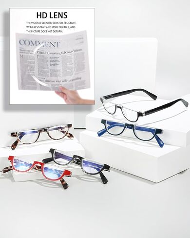 EYEURL Half Frame Reading Glasses for Women-5 Pack Blue Light Blocking Glasses Fashion Rimless Computer Readers for Women Anti UV Ray Eyeglasses with Spring Hinges,0.0 in Saudi Arabia