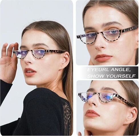 EYEURL Half Frame Reading Glasses for Women-5 Pack Blue Light Blocking Glasses Fashion Rimless Computer Readers for Women Anti UV Ray Eyeglasses with Spring Hinges,0.0 in Saudi Arabia