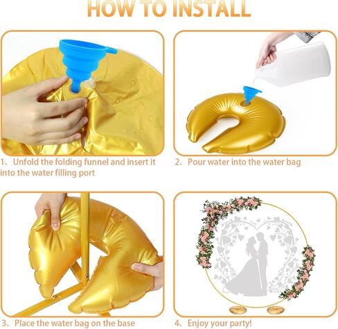 4 PCS أكياس وزن الماء لمكانة الخلفية ، طراز الشقوق البالون الذهب القوس الأوزان مع مسار المياه قوس البالون قوس القوس القوس لزفاف عيد ميلاد التخرج ديكور عيد الميلاد (كل 10 رطل) in Saudi Arabia